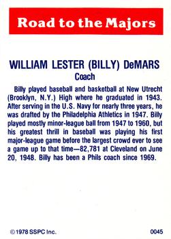1978 SSPC 270 #45 Billy DeMars Back