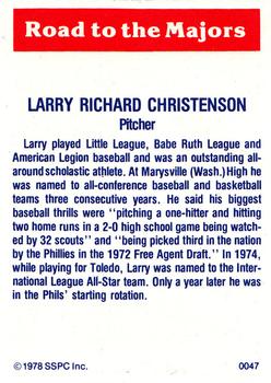 1978 SSPC 270 #47 Larry Christenson Back