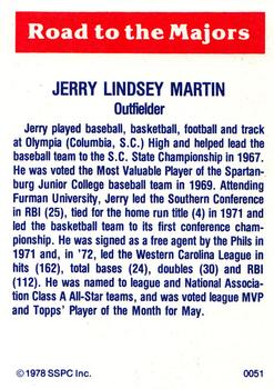 1978 SSPC 270 #51 Jerry Martin Back