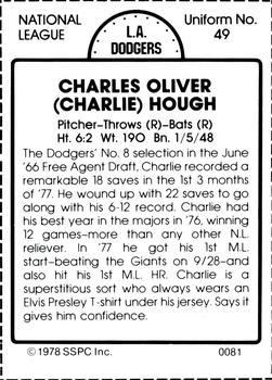 1978 SSPC 270 #81 Charlie Hough Back