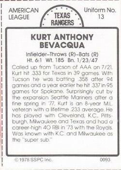 1978 SSPC 270 #93 Kurt Bevacqua Back