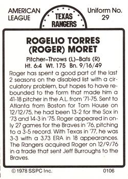 1978 SSPC 270 #106 Rogelio Moret Back