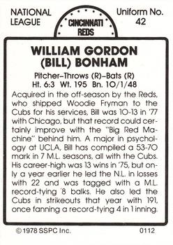 1978 SSPC 270 #112 Bill Bonham Back