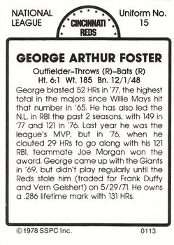 1978 SSPC 270 #113 George Foster Back