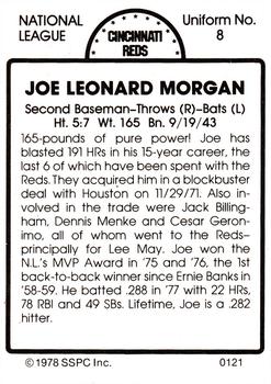 1978 SSPC 270 #121 Joe Morgan Back