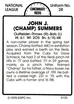 1978 SSPC 270 #125 Champ Summers Back