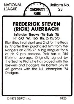 1978 SSPC 270 #126 Rick Auerbach Back