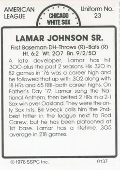 1978 SSPC 270 #137 Lamar Johnson Back