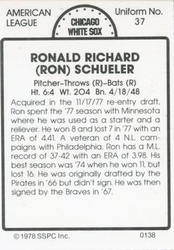 1978 SSPC 270 #138 Ron Schueler Back