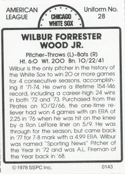 1978 SSPC 270 #143 Wilbur Wood Back
