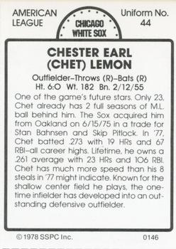 1978 SSPC 270 #146 Chet Lemon Back