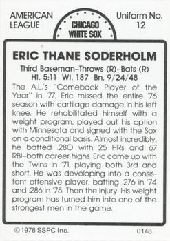 1978 SSPC 270 #148 Eric Soderholm Back
