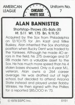 1978 SSPC 270 #151 Alan Bannister Back