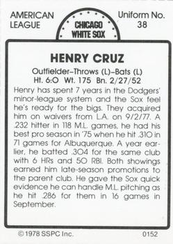 1978 SSPC 270 #152 Henry Cruz Back