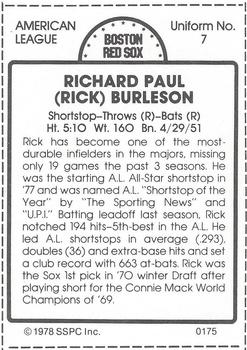 1978 SSPC 270 #175 Rick Burleson Back