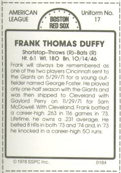 1978 SSPC 270 #184 Frank Duffy Back