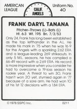 1978 SSPC 270 #211 Frank Tanana Back