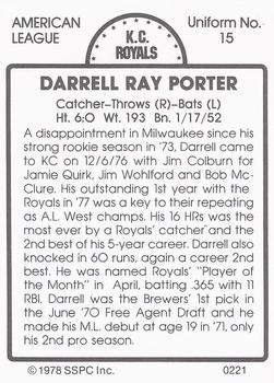 1978 SSPC 270 #221 Darrell Porter Back