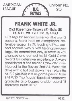 1978 SSPC 270 #232 Frank White Back