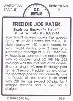 1978 SSPC 270 #234 Freddie Patek Back