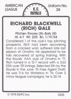 1978 SSPC 270 #235 Rich Gale Back