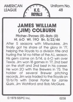 1978 SSPC 270 #238 Jim Colborn Back