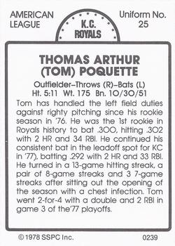 1978 SSPC 270 #239 Tom Poquette Back