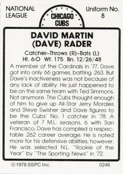 1978 SSPC 270 #246 Dave Rader Back
