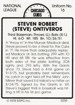 1978 SSPC 270 #250 Steve Ontiveros Back