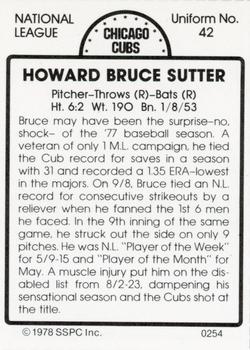 1978 SSPC 270 #254 Bruce Sutter Back