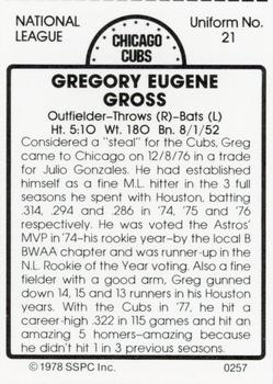 1978 SSPC 270 #257 Greg Gross Back