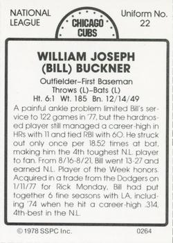 1978 SSPC 270 #264 Bill Buckner Back
