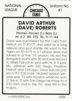 1978 SSPC 270 #266 Dave Roberts Back