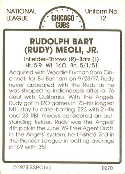 1978 SSPC 270 #270 Rudy Meoli Back