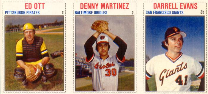 1979 Hostess - Panels #31-33 Ed Ott / Denny Martinez / Darrell Evans Front
