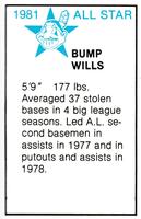 1981 All-Star Game Program Inserts #NNO Bump Wills Back