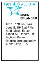 1981 All-Star Game Program Inserts #NNO Mark Belanger Back