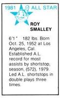 1981 All-Star Game Program Inserts #NNO Roy Smalley Back