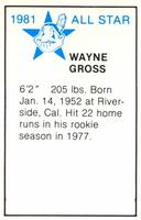 1981 All-Star Game Program Inserts #NNO Wayne Gross Back