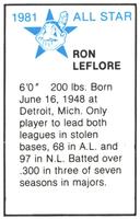 1981 All-Star Game Program Inserts #NNO Ron LeFlore Back