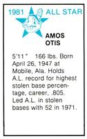 1981 All-Star Game Program Inserts #NNO Amos Otis Back