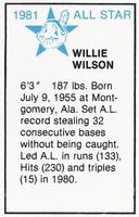 1981 All-Star Game Program Inserts #NNO Willie Wilson Back