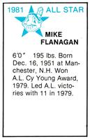 1981 All-Star Game Program Inserts #NNO Mike Flanagan Back