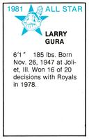 1981 All-Star Game Program Inserts #NNO Larry Gura Back