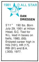 1981 All-Star Game Program Inserts #NNO Dan Driessen Back