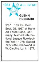 1981 All-Star Game Program Inserts #NNO Glenn Hubbard Back