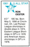 1981 All-Star Game Program Inserts #NNO Ron Oester Back