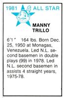 1981 All-Star Game Program Inserts #NNO Manny Trillo Back
