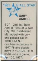 1981 All-Star Game Program Inserts #NNO Gary Carter Back