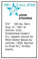 1981 All-Star Game Program Inserts #NNO John Stearns Back
